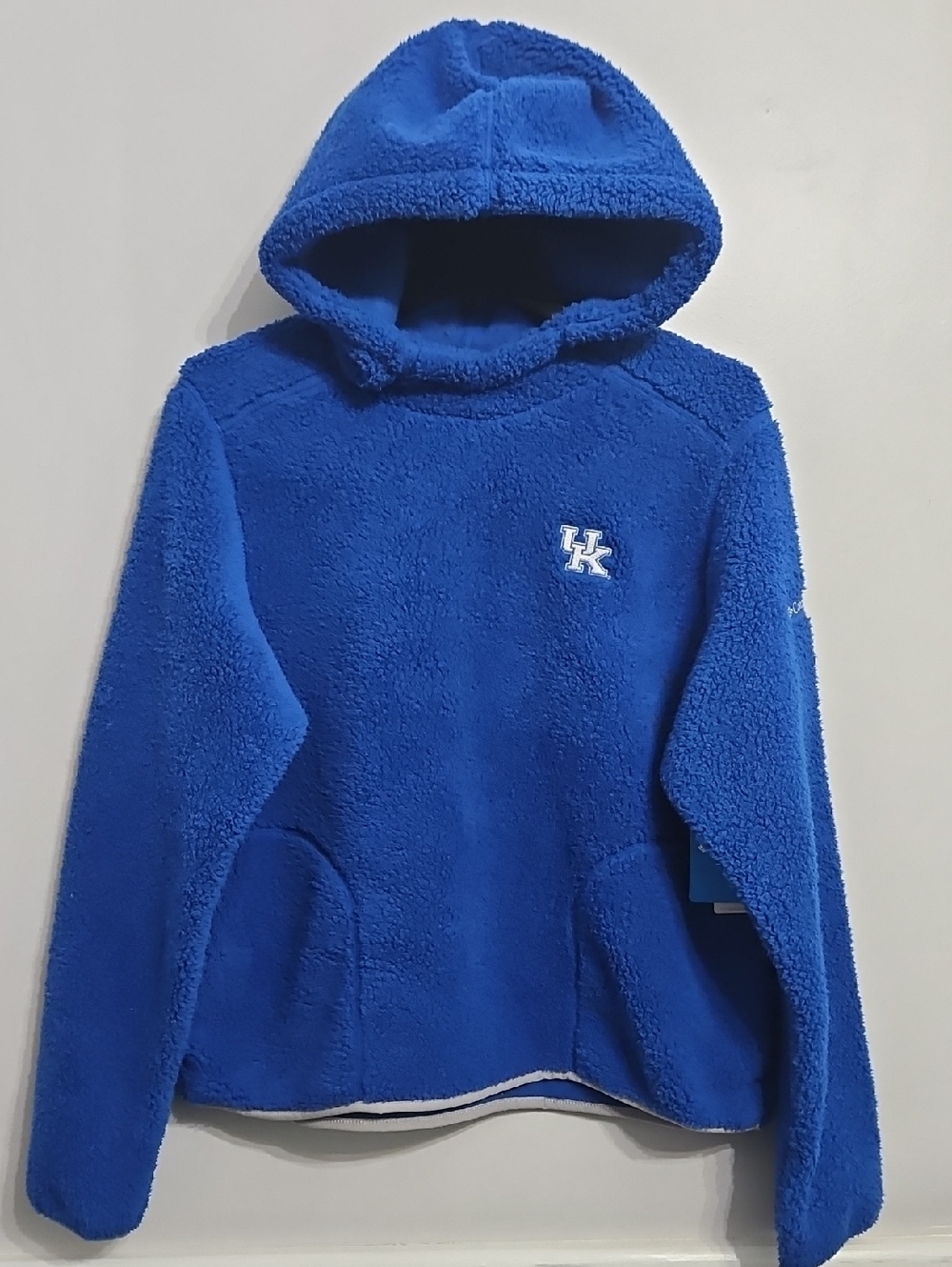 Womens Royal Blue Columbia Sherpa Hoodie with UK Crest